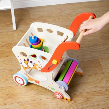 Großhandel B2B Kinder Einkaufswagen aus Holz Spielzeugwagen